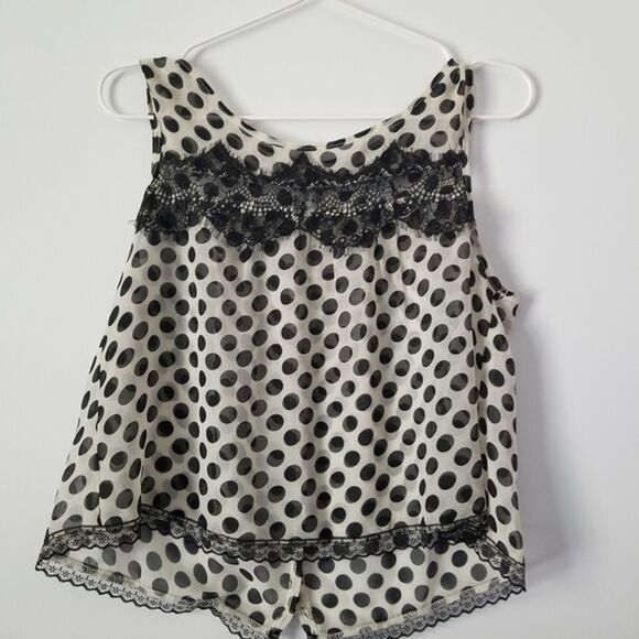 American Rag Polka Dot Black and White Sheer Blouse size Medium - Picture 5 of 7
